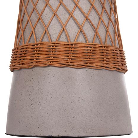 ΒΟΗΘΗΤΙΚΟ ΤΡΑΠΕΖΙ ΣΤΡΟΓΓΥΛΟ DELIA HM18167.03 FIBER CEMENT ΓΚΡΙ & RATTAN Φ40x45Υεκ