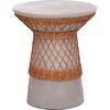 ΒΟΗΘΗΤΙΚΟ ΤΡΑΠΕΖΙ ΣΤΡΟΓΓΥΛΟ DELIA HM18167.03 FIBER CEMENT ΓΚΡΙ & RATTAN Φ40x45Υεκ