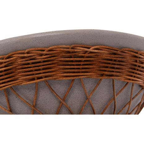 ΒΟΗΘΗΤΙΚΟ ΤΡΑΠΕΖΙ ΣΤΡΟΓΓΥΛΟ DELIA HM18167.03 FIBER CEMENT ΓΚΡΙ & RATTAN Φ40x45Υεκ