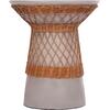 ΒΟΗΘΗΤΙΚΟ ΤΡΑΠΕΖΙ ΣΤΡΟΓΓΥΛΟ DELIA HM18167.03 FIBER CEMENT ΓΚΡΙ & RATTAN Φ40x45Υεκ