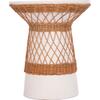 ΒΟΗΘΗΤΙΚΟ ΤΡΑΠΕΖΙ ΣΤΡΟΓΓΥΛΟ DELIA HM18167.02 FIBER CEMENT ΛΕΥΚΟ & RATTAN Φ40x45Υεκ