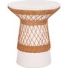 ΒΟΗΘΗΤΙΚΟ ΤΡΑΠΕΖΙ ΣΤΡΟΓΓΥΛΟ DELIA HM18167.02 FIBER CEMENT ΛΕΥΚΟ & RATTAN Φ40x45Υεκ