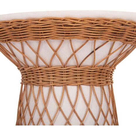 ΒΟΗΘΗΤΙΚΟ ΤΡΑΠΕΖΙ ΣΤΡΟΓΓΥΛΟ DELIA HM18167.02 FIBER CEMENT ΛΕΥΚΟ & RATTAN Φ40x45Υεκ