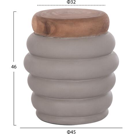 ΣΚΑΜΠΟ PUFFAT HM18172.03 FIBER CEMENT ΓΚΡΙ- ΞΥΛΟ TEAK TOP Φ45x46Υεκ.
