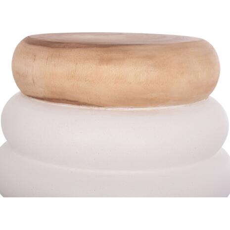 ΣΚΑΜΠΟ PUFFAT HM18172.02 FIBER CEMENT ΛΕΥΚΟ- ΞΥΛΟ TEAK TOP Φ45x46Υεκ.