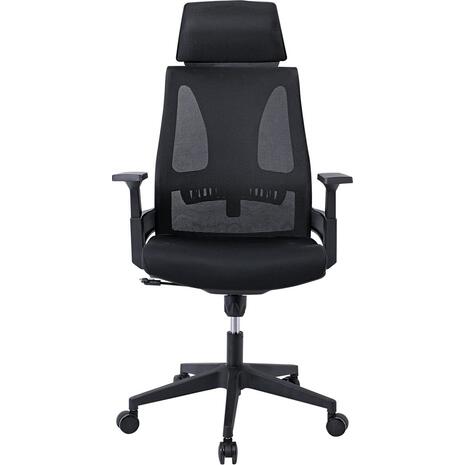 BF8750 Πολυθρόνα Γραφείου Διευθυντή, Mesh Μαύρο, Ύφασμα Μαύρο (ΕΟ608,1) (Μαύρο)