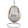 MACAN-II Κρεμαστή Πολυθρόνα, PE Wicker Natural, Μέταλλο Βαφή Άσπρο, Μαξιλάρι Σκ.Γκρι (Ε6740,1)
