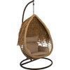SALSA TROPIC Κρεμαστή Πολυθρόνα, PE Wicker Φυσικό, Μέταλλο Brown, Μαξιλάρι Μπεζ (Ε6780,1)