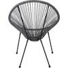 ACAPULCO Πολυθρόνα Μέταλλο Βαφή Μαύρο, Rattan Γκρι (Ε245,4) (Μαύρο)