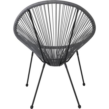 ACAPULCO Πολυθρόνα Μέταλλο Βαφή Μαύρο, Rattan Γκρι (Ε245,4) (Μαύρο)