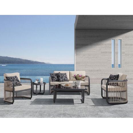 CITY Living Set Σαλόνι Καθιστικό Κήπου - Βεράντας Alu Ανθρακί - Μπεζ (Ε6731)