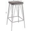 PANTON Σκαμπό BAR, Μέταλλο Βαφή Μαύρο, PU Απόχρωση Vintage Grey (σετ 2 τεμαχίων) (ΕΜ779,1)