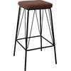 PANTON Σκαμπό BAR, Μέταλλο Βαφή Μαύρο, PU Απόχρωση Vintage Brown (σετ 2 τεμαχίων) (ΕΜ779,2)