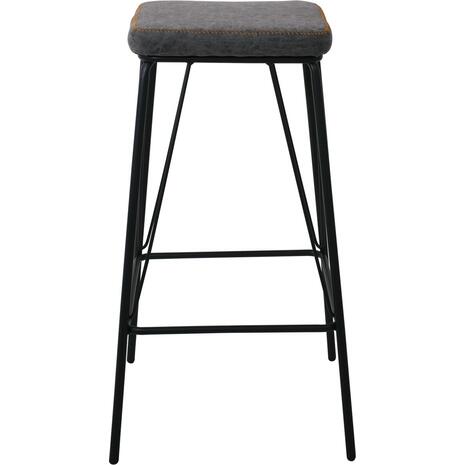 PANTON Σκαμπό BAR, Μέταλλο Βαφή Μαύρο, PU Απόχρωση Vintage Grey (σετ 2 τεμαχίων) (ΕΜ779,1)