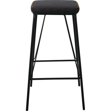 PANTON Σκαμπό BAR, Μέταλλο Βαφή Μαύρο, PU Απόχρωση Vintage Black (σετ 2 τεμαχίων) (ΕΜ779,3)