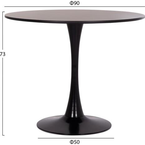 ΤΡΑΠΕΖΙ ΣΤΡΟΓΓΥΛΟ BROLIN HM18141.02 MDF TOP-ΒΑΣΗ ΜΕΤΑΛΛΙΚΗ--ΜΑΥΡΟ Φ90x73Υεκ