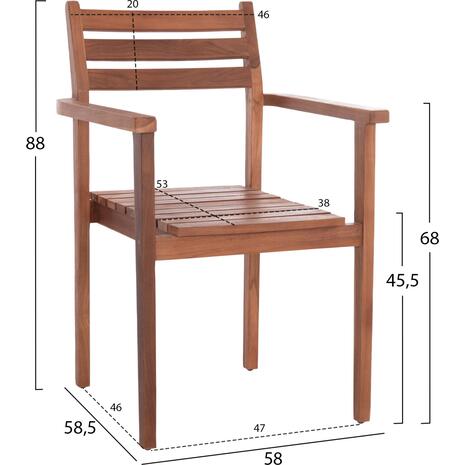 ΠΟΛΥΘΡΟΝΑ KEMPO HM6358 ΞΥΛΟ TEAK ΣΕ ΦΥΣΙΚΟ--58x58,5x88Υεκ.