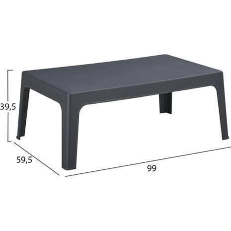 ΤΡΑΠΕΖΑΚΙ ΟΡΘΟΓΩΝΙΟ SLEEK HM6367.10 ΠΟΛΥΠΡΟΠΥΛΕΝΙΟ ΣΕ ΣΚΟΥΡΟ ΓΚΡΙ 105x64x40Υεκ.