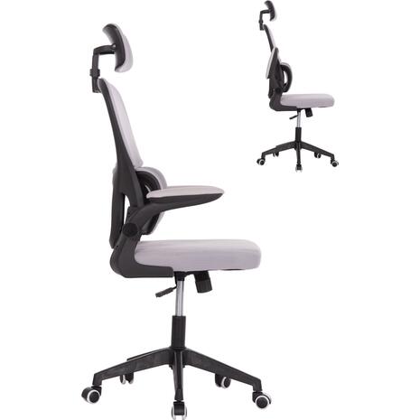 ΚΑΡΕΚΛΑ ΓΡΑΦΕΙΟΥ BASTON HM18236.02 ΓΚΡΙ MESH & ΜΑΥΡΟ PP ΣΚΕΛΕΤΟΣ 64x60x127Υεκ.
