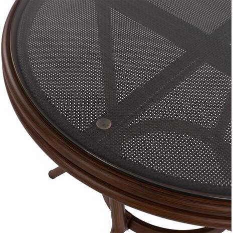 ΤΡΑΠΕΖΙ ΑΛΟΥΜΙΝΙΟΥ MOSES Φ70x76 εκ. BAMBOO LOOK HM5532.03 ΚΑΦΕ ΜΕ ΓΥΑΛΙ