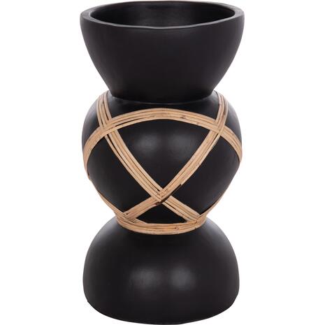 ΔΙΑΚΟΣΜΗΤΙΚΟ ΒΑΖΟ ΔΑΠΕΔΟΥ MAYNARD HM4672.01S TERRACOTTA ΜΑΥΡΟ-RATTAN Φ27.5x50Υ