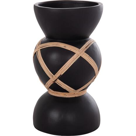 ΔΙΑΚΟΣΜΗΤΙΚΟ ΒΑΖΟ ΔΑΠΕΔΟΥ MAYNARD HM4672.01S TERRACOTTA ΜΑΥΡΟ-RATTAN Φ27.5x50Υ