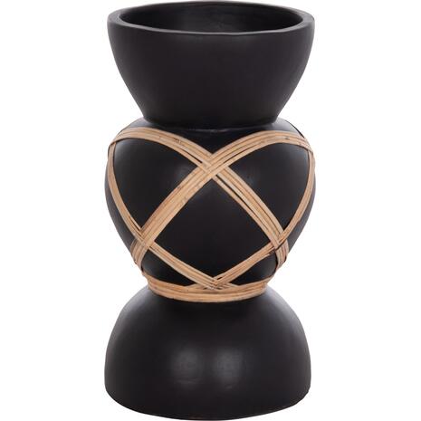 ΔΙΑΚΟΣΜΗΤΙΚΟ ΒΑΖΟ ΔΑΠΕΔΟΥ MAYNARD HM4672.01S TERRACOTTA ΜΑΥΡΟ-RATTAN Φ27.5x50Υ