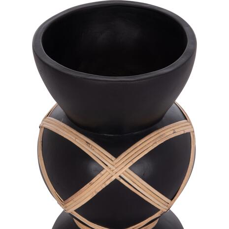 ΔΙΑΚΟΣΜΗΤΙΚΟ ΒΑΖΟ ΔΑΠΕΔΟΥ MAYNARD HM4672.01S TERRACOTTA ΜΑΥΡΟ-RATTAN Φ27.5x50Υ