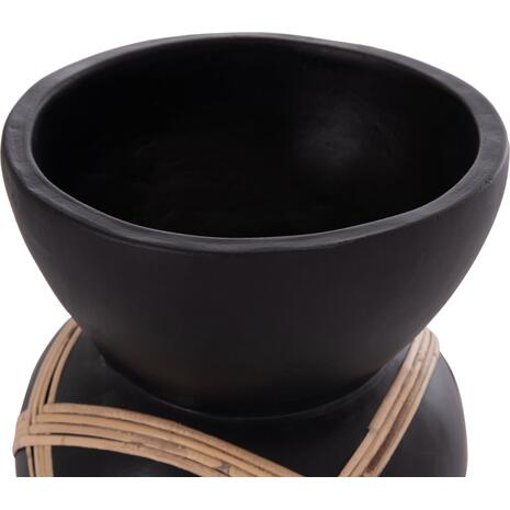 ΔΙΑΚΟΣΜΗΤΙΚΟ ΒΑΖΟ ΔΑΠΕΔΟΥ MAYNARD HM4672.01S TERRACOTTA ΜΑΥΡΟ-RATTAN Φ27.5x50Υ