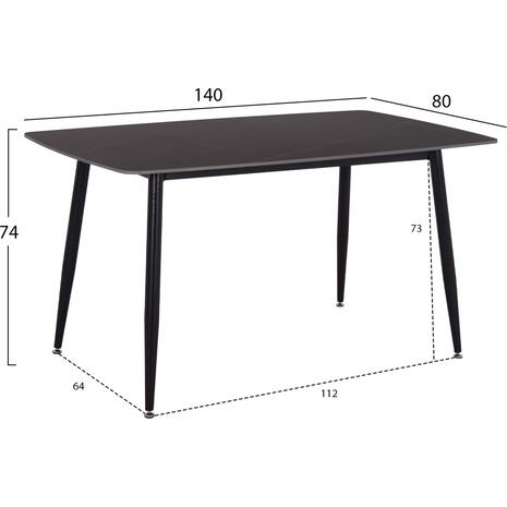 ΤΡΑΠΕΖΙ RAVEN HM18149.02 ΚΕΡΑΜΙΚΟ TOP ΜΕ ΟΨΗ ΜΑΥΡΟ ΜΑΡΜΑΡΟ 140x80x74Υεκ.