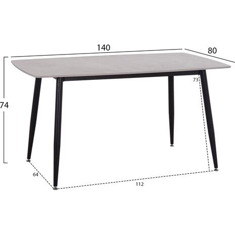 ΤΡΑΠΕΖΙ RAVEN HM18149.13 ΚΕΡΑΜΙΚΟ TOP ΜΕ ΟΨΗ ΓΚΡΙ ΜΑΡΜΑΡΟ 140x80x74Υεκ.