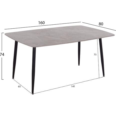 ΤΡΑΠΕΖΙ RAVEN HM18150.13 ΚΕΡΑΜΙΚΟ TOP ΜΕ ΟΨΗ ΓΚΡΙ ΜΑΡΜΑΡΟ 160x80x74Υεκ.