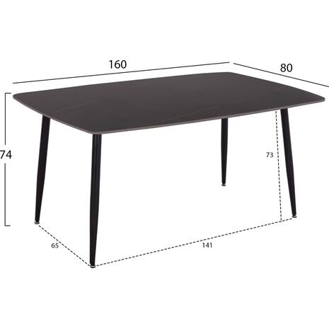 ΤΡΑΠΕΖΙ RAVEN HM18150.02 ΚΕΡΑΜΙΚΟ TOP ΜΕ ΟΨΗ ΜΑΥΡΟ ΜΑΡΜΑΡΟ 160x80x74Υεκ.