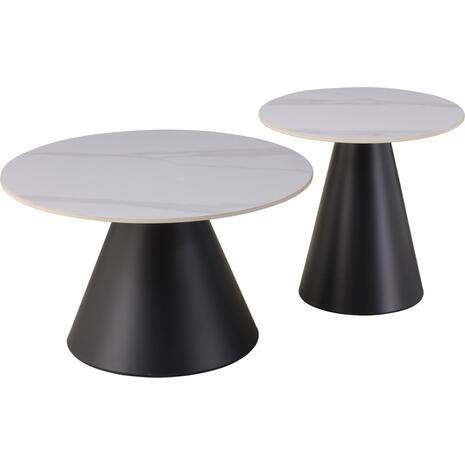 ΤΡΑΠΕΖΙΑ ΣΑΛΟΝΙΟΥ RIDGE HM18266.01 ΚΕΡΑΜΙΚΑ TOP ΜΕ ΟΨΗ ΛΕΥΚΟΥ ΜΑΡΜΑΡΟΥ Φ50εκ & Φ70εκ