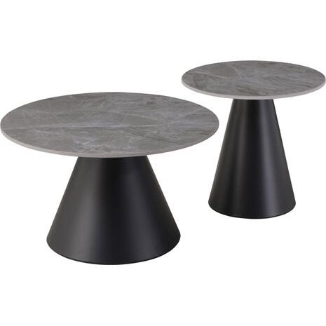 ΤΡΑΠΕΖΙΑ ΣΑΛΟΝΙΟΥ RIDGE HM18266.03 ΚΕΡΑΜΙΚΑ TOP ΜΕ ΟΨΗ ΓΚΡΙ ΜΑΡΜΑΡΟΥ Φ50εκ & Φ70εκ