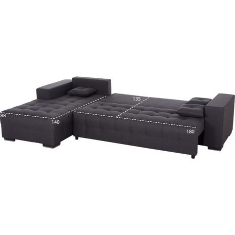 ΓΩΝΙΑΚΟΣ ΚΑΝΑΠΕΣ-ΚΡΕΒΑΤΙ ΜΕ ΑΠΟΘ.ΧΩΡΟ TRENDSTON HM3302.01L ΓΚΡΙ ΥΦΑΣΜΑ 298x177x95Υεκ