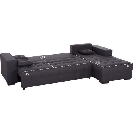 ΓΩΝΙΑΚΟΣ ΚΑΝΑΠΕΣ-ΚΡΕΒΑΤΙ ΜΕ ΑΠΟΘ.ΧΩΡΟ TRENDSTON HM3302.01R ΓΚΡΙ ΥΦΑΣΜΑ 298x177x95Υεκ