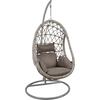 MACAN Κρεμαστή Πολυθρόνα, PE Wicker Grey, Μέταλλο Βαφή Γκρι, Μαξιλάρι Cappuccino (Ε6766,2)