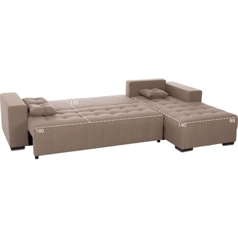 ΓΩΝΙΑΚΟΣ ΚΑΝΑΠΕΣ-ΚΡΕΒΑΤΙ ΜΕ ΑΠΟΘ.ΧΩΡΟ TRENDSTON HM3302.03R ΜΠΕΖ ΥΦΑΣΜΑ 298x177x95Υεκ