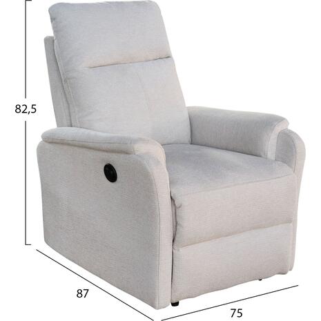 ΠΟΛΥΘΡΟΝΑ RELAX ΜΕ ΗΛΕΚΤΡΙΚΗ ΑΝΑΚΛΙΣΗ SYNTHIA HM3309.01 ΜΠΕΖ ΥΦΑΣΜΑ 75x86x100Yεκ