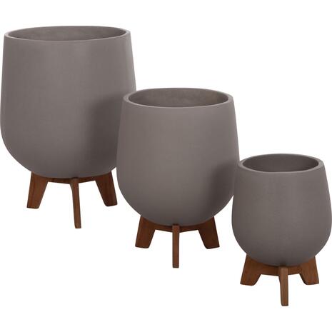 ΣΕΤ 3 ΓΛΑΣΤΡΕΣ ΜΕ TEAK ΒΑΣΕΙΣ TRYLL HM4681.03 FIBER CEMENT--ΓΚΡΙ