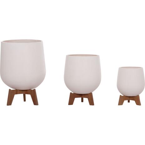 ΣΕΤ 3 ΓΛΑΣΤΡΕΣ ΜΕ TEAK ΒΑΣΕΙΣ TRYLL HM4681.02 FIBER CEMENT ΛΕΥΚΟ