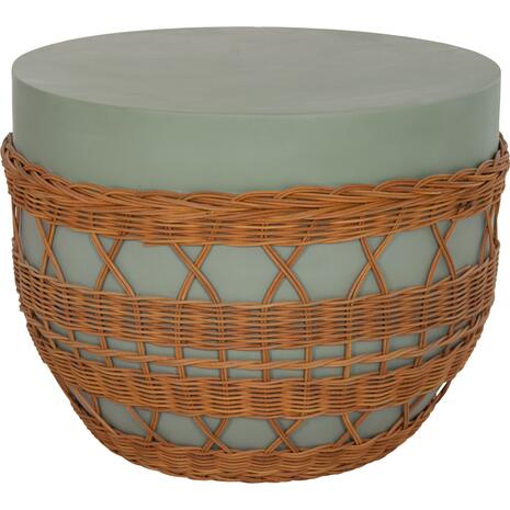 ΤΡΑΠΕΖΙ ΣΑΛΟΝΙΟΥ VILHENA HM18165 FIBER CEMENT ΠΡΑΣΙΝΟ-RATTAN ΦΥΣΙΚΟ Φ56x47Υεκ.