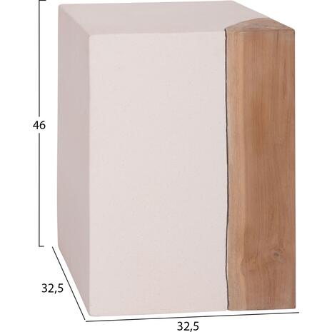 ΒΟΗΘΗΤΙΚΟ ΤΡΑΠΕΖΙ LEIA-ΣΚΑΜΠΟ HM18163.02 FIBER CEMENT ΛΕΥΚΟ-ΞΥΛΟ TEAK 32.5x32.5x46Υεκ.