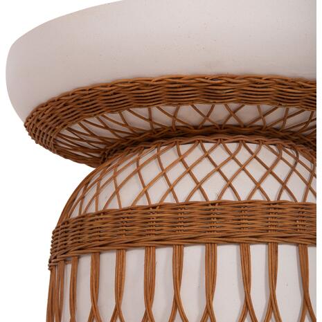 ΒΟΗΘΗΤΙΚΟ ΤΡΑΠΕΖΙ PRILEP HM18159.02 FIBER CEMENT ΛΕΥΚΟ & RATTAN--Φ60x76,5Υεκ