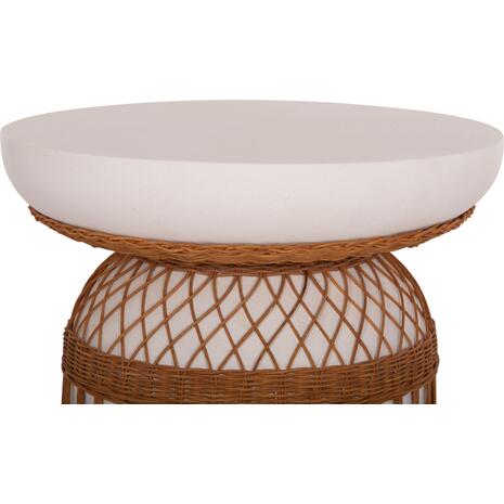 ΒΟΗΘΗΤΙΚΟ ΤΡΑΠΕΖΙ PRILEP HM18159.02 FIBER CEMENT ΛΕΥΚΟ & RATTAN--Φ60x76,5Υεκ