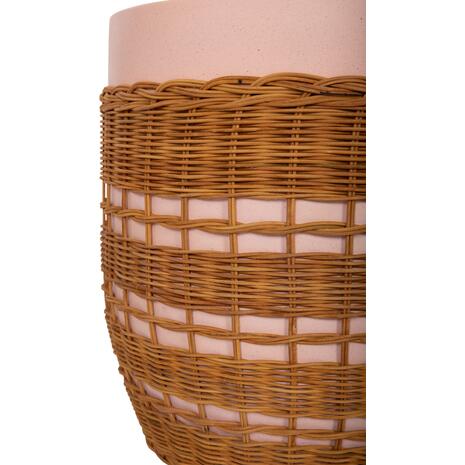ΒΟΗΘΗΤΙΚΟ ΤΡΑΠΕΖΙ VILHENA HM18166 FIBER CEMENT ΡΟΖ-RATTAN ΦΥΣΙΚΟ Φ44.5x45Υεκ.