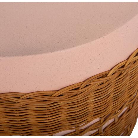 ΒΟΗΘΗΤΙΚΟ ΤΡΑΠΕΖΙ VILHENA HM18166 FIBER CEMENT ΡΟΖ-RATTAN ΦΥΣΙΚΟ Φ44.5x45Υεκ.