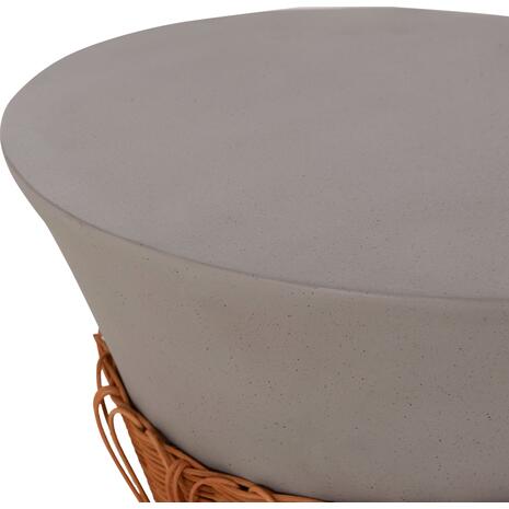ΤΡΑΠΕΖΙ ΣΑΛΟΝΙΟΥ PERRAL HM18164.03L FIBER CEMENT ΓΚΡΙ-ΦΥΣΙΚΟ RATTAN--Φ55x45Υεκ