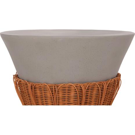ΤΡΑΠΕΖΙ ΣΑΛΟΝΙΟΥ PERRAL HM18164.03L FIBER CEMENT ΓΚΡΙ-ΦΥΣΙΚΟ RATTAN--Φ55x45Υεκ